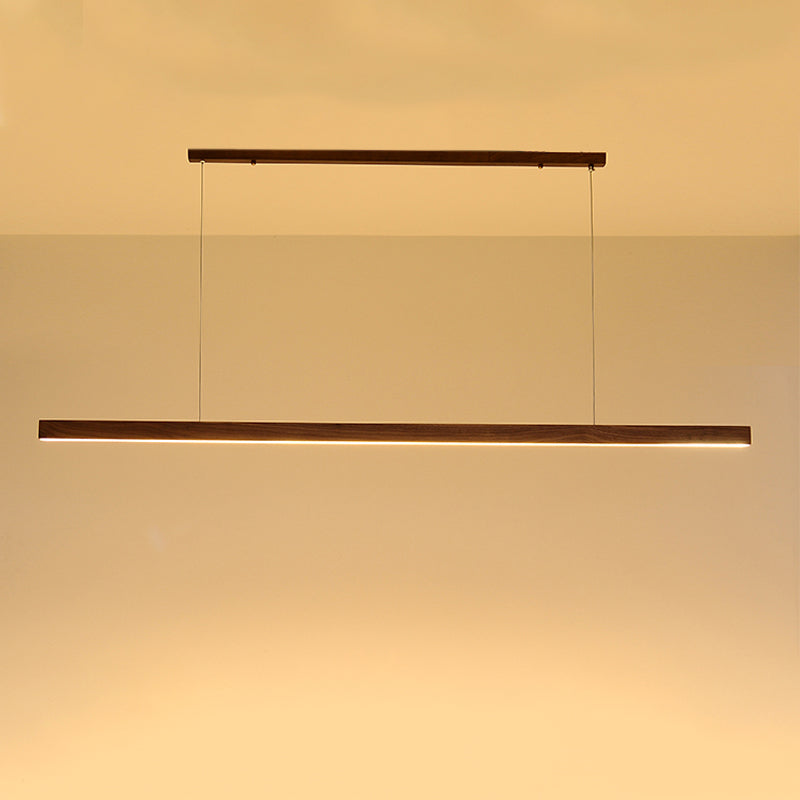 Contemporary Kitchen Pendant Light Linear Wood 1 Light Pendant Lighting Fixture
