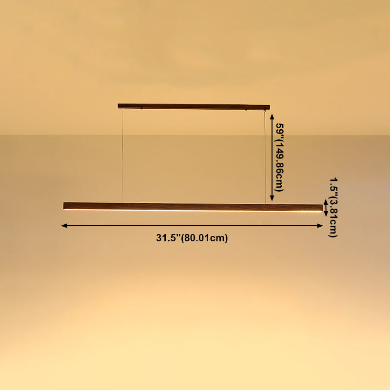 Zeitgenössische Küche Anhänger Leichtes lineares Holz 1 Licht Anhänger Beleuchtung