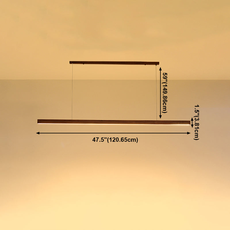 Zeitgenössische Küche Anhänger Leichtes lineares Holz 1 Licht Anhänger Beleuchtung