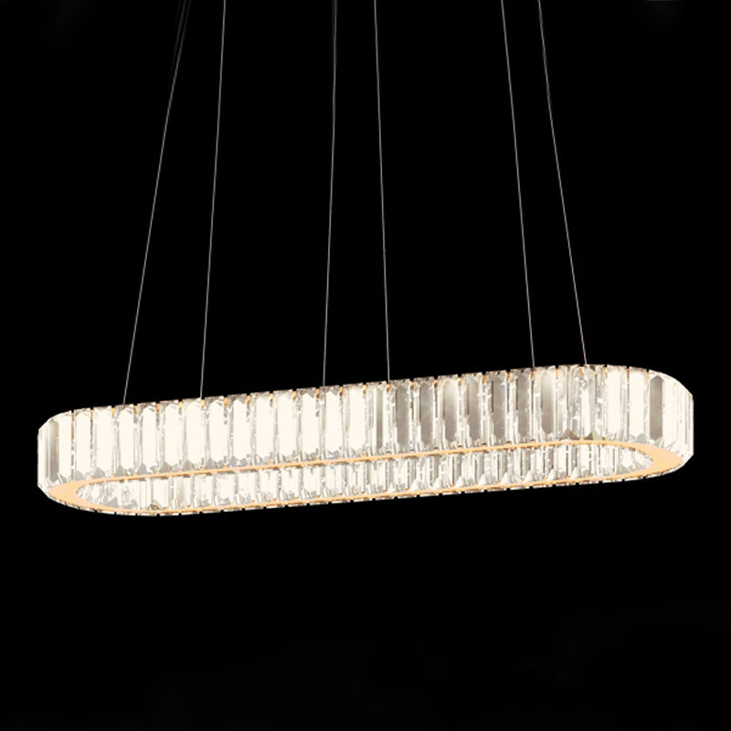 Island Contemporary Light Pendante de l'île en cristal en forme d'ovale pour la cuisine