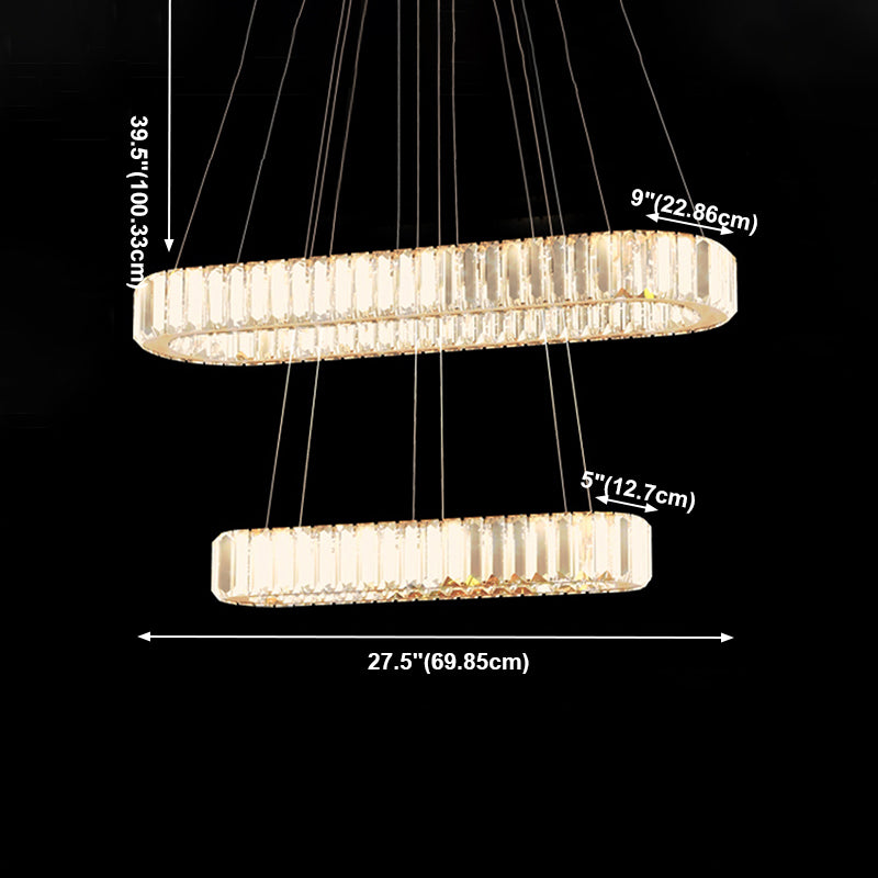 Island Contemporary Light Pendante de l'île en cristal en forme d'ovale pour la cuisine