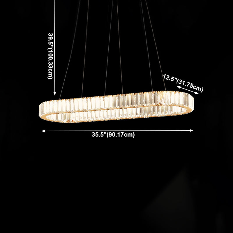 Island Contemporary Light Pendante de l'île en cristal en forme d'ovale pour la cuisine