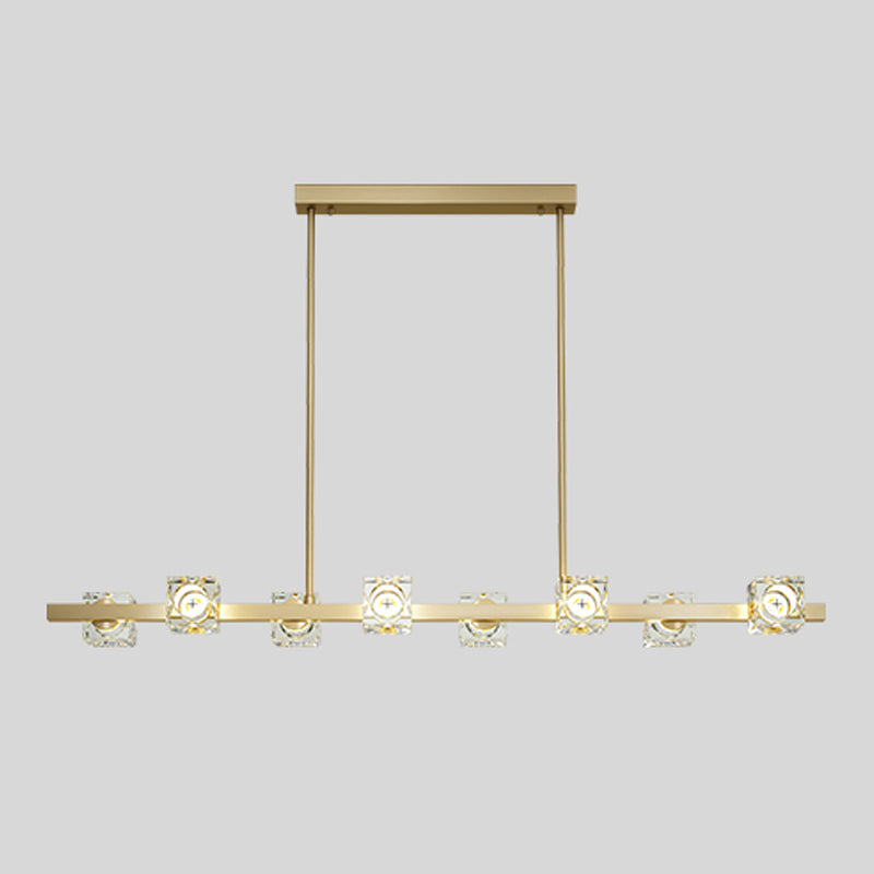 Contemporary Island Light Cube-Shaped Crystal Island Pendant Lights for Kitchen