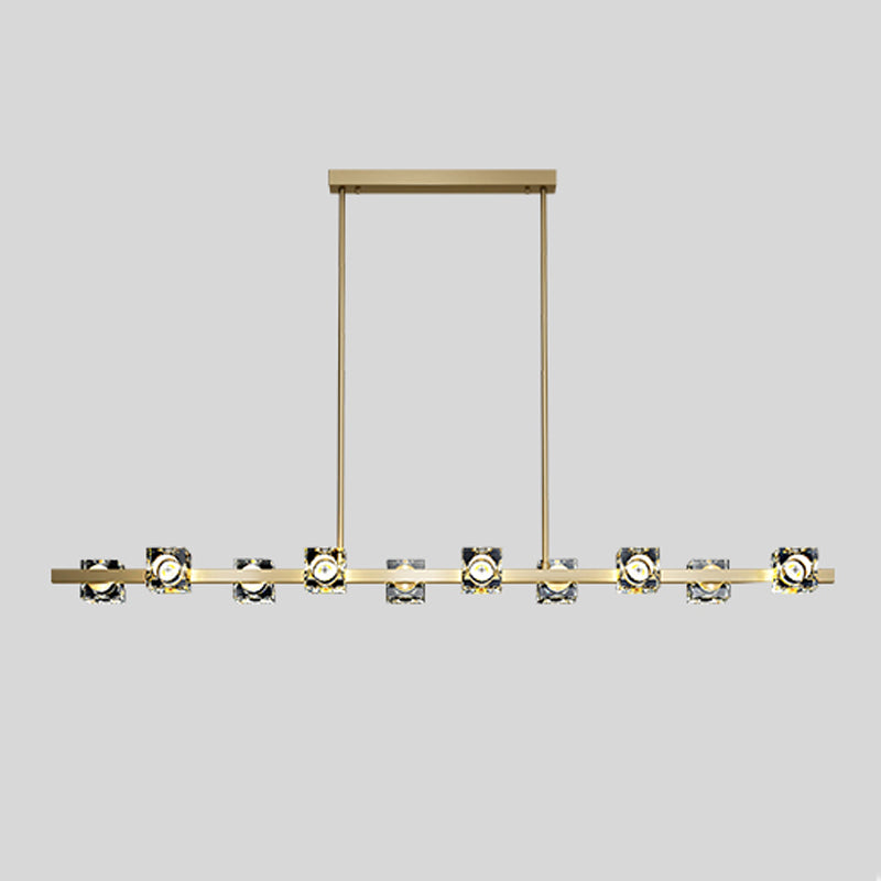 Contemporary Island Light Cube-Shaped Crystal Island Pendant Lights for Kitchen