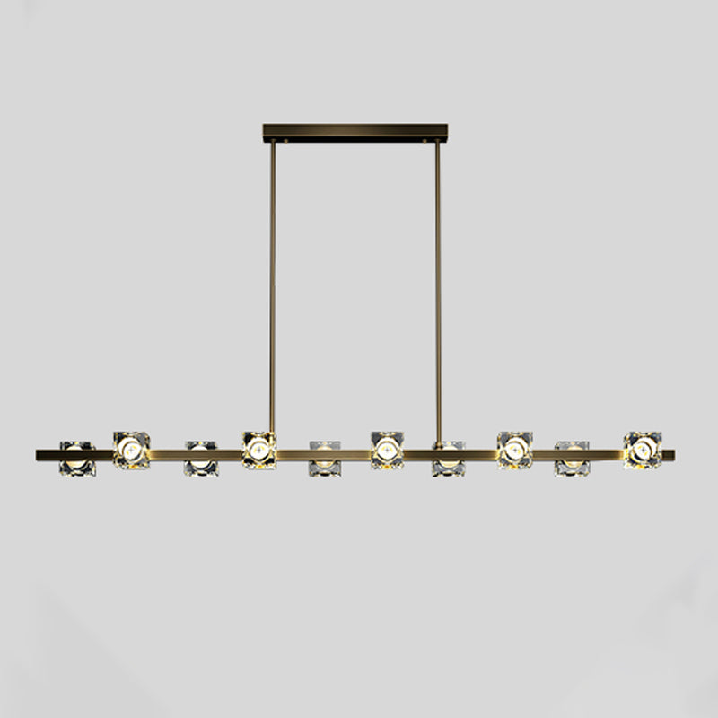 Contemporary Island Light Cube-Shaped Crystal Island Pendant Lights for Kitchen