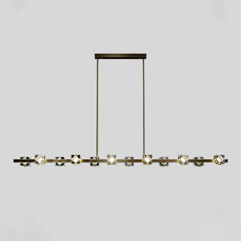 Contemporary Island Light Cube-Shaped Crystal Island Pendant Lights for Kitchen