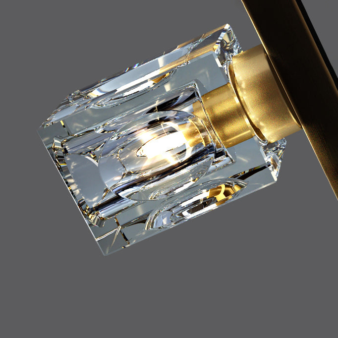 Contemporary Island Light Cube-Shaped Crystal Island Pendant Lights for Kitchen