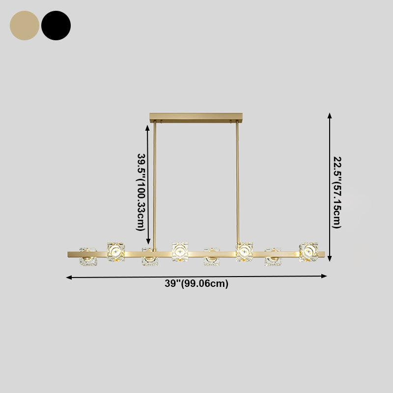 Contemporary Island Light Cube-Shaped Crystal Island Pendant Lights for Kitchen