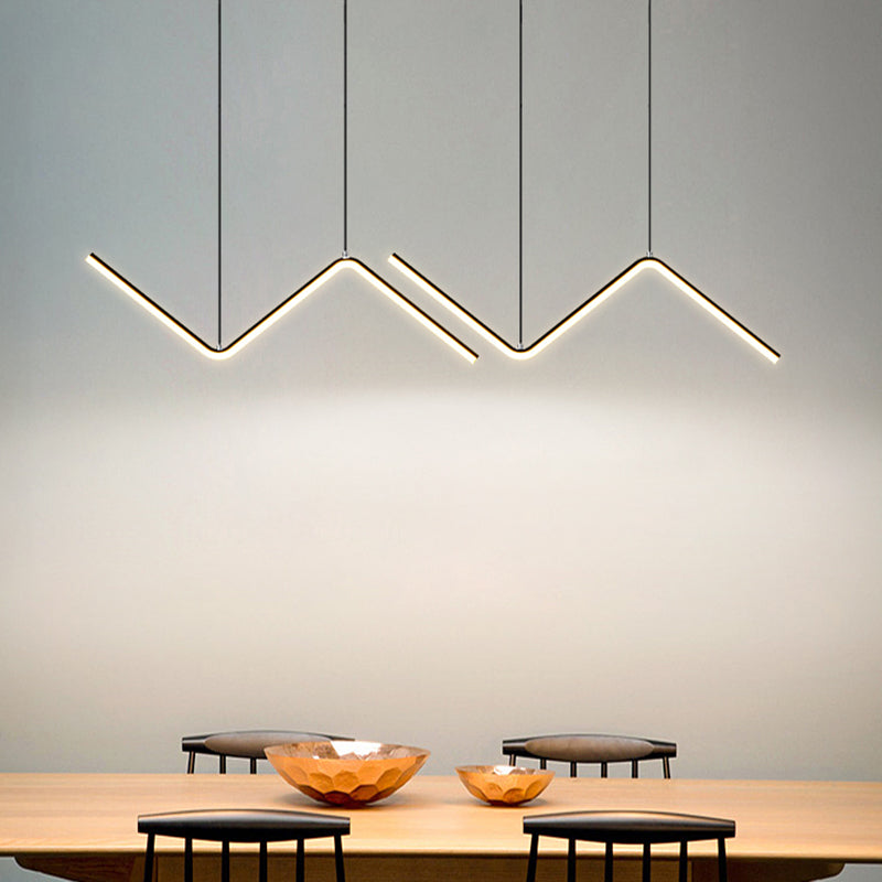 Contemporary Island Light Linear Metal 2 Light Island Lights en negro