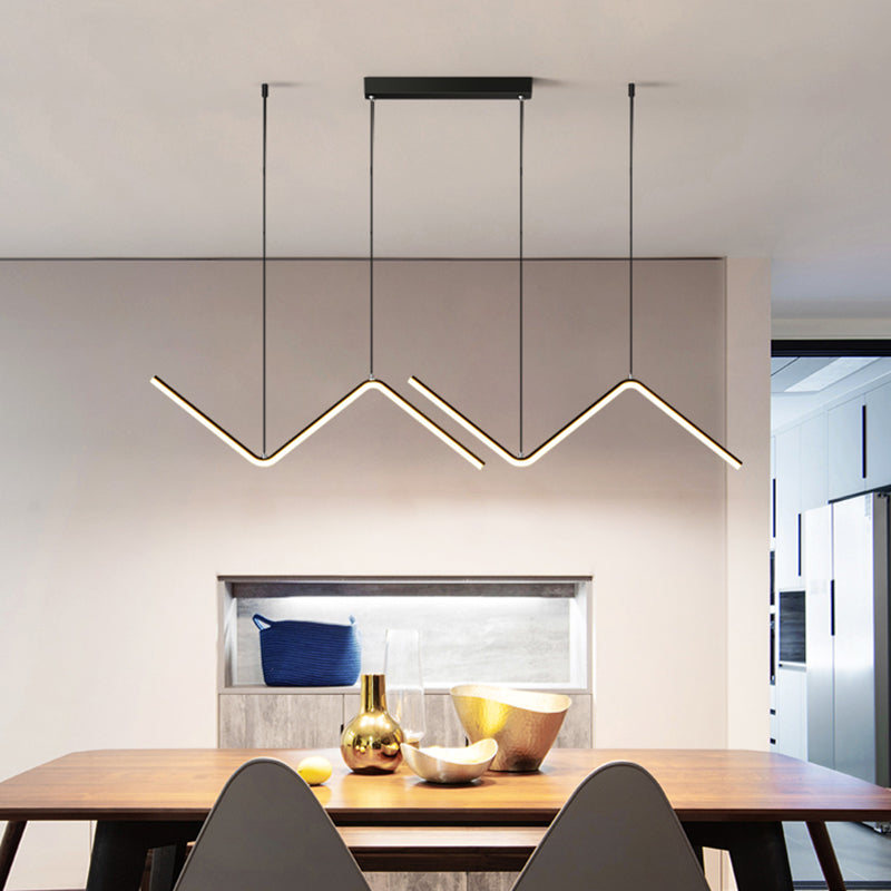 Contemporary Island Light Linear Metal 2 Light Island Lights en negro