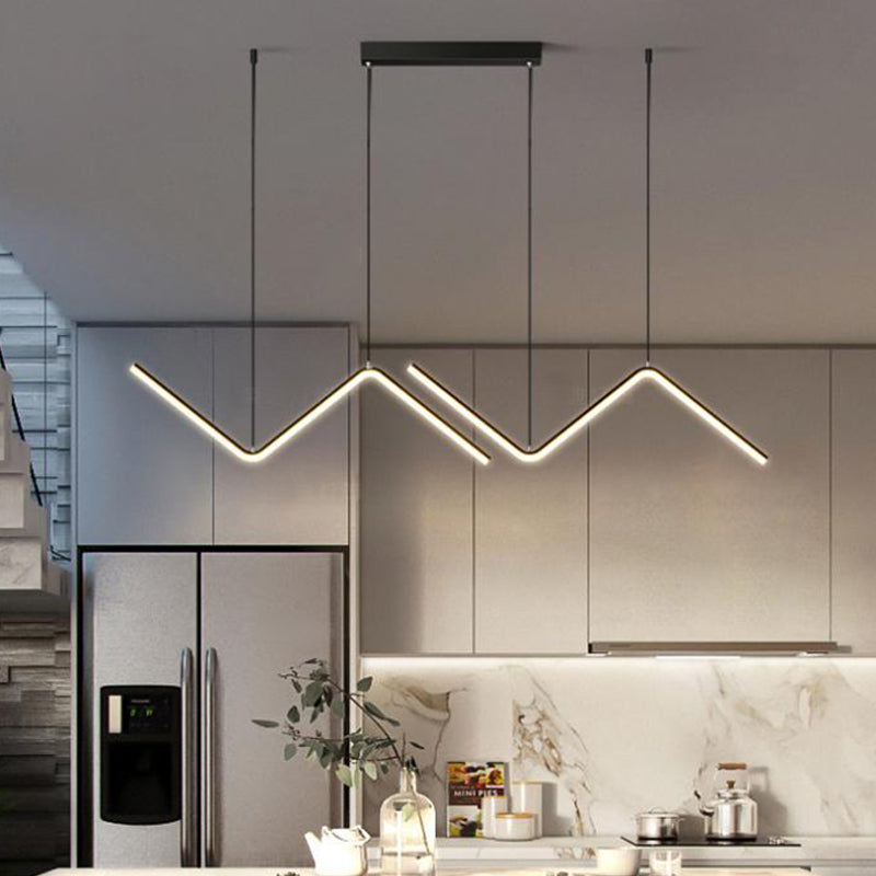 Contemporary Island Light Linear Metal 2 Light Island Lights en negro
