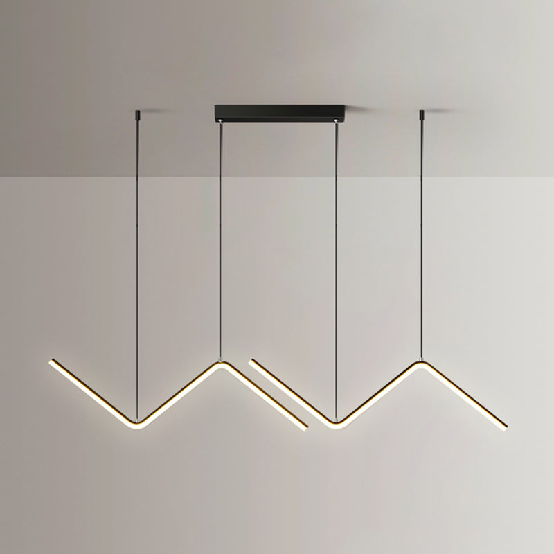 Contemporary Island Light Linear Metal 2 Light Island Lights en negro
