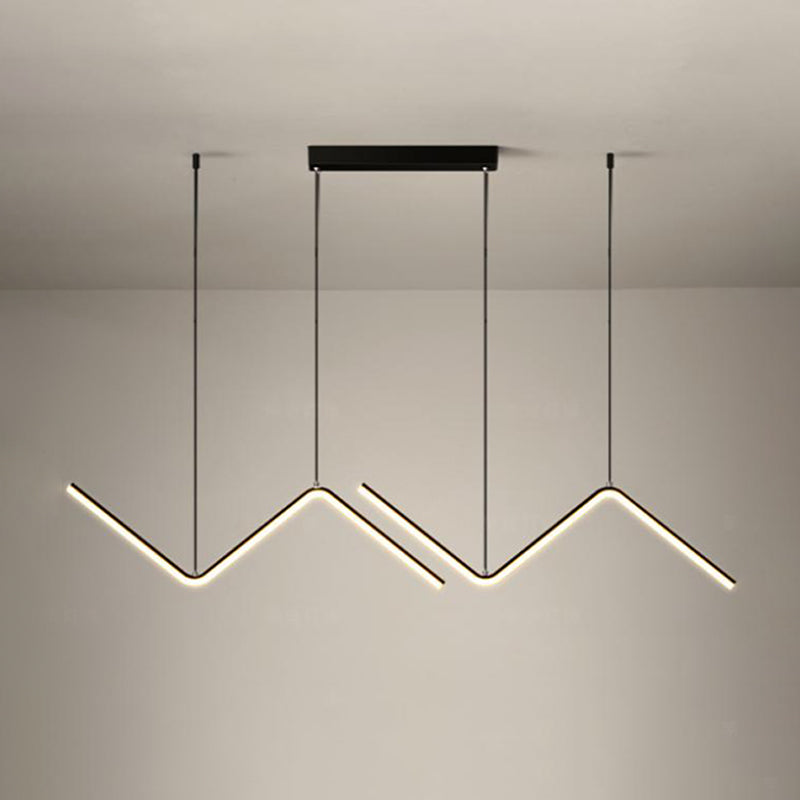 Contemporary Island Light Linear Metal 2 Light Island Lights en negro