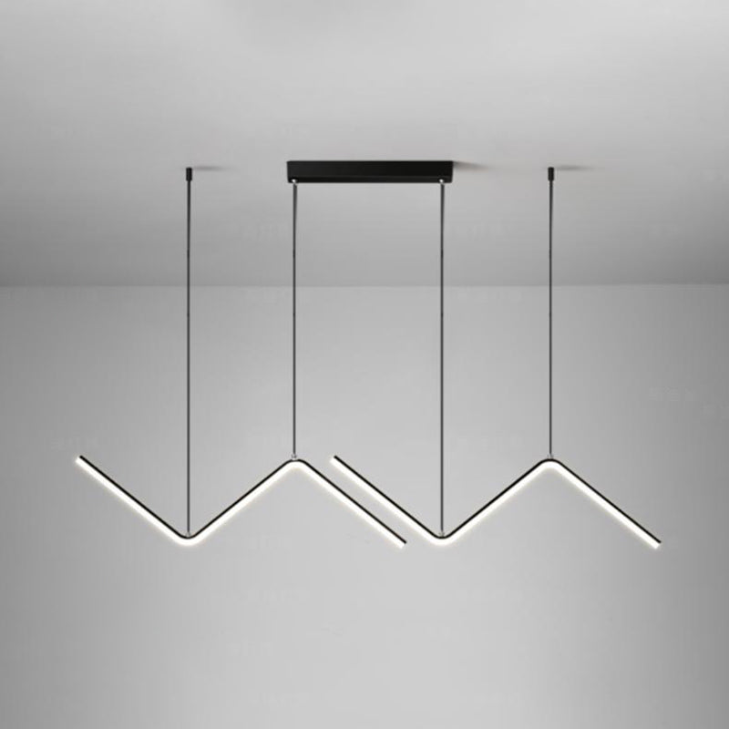 Contemporary Island Light Linear Metal 2 Light Island Lights en negro