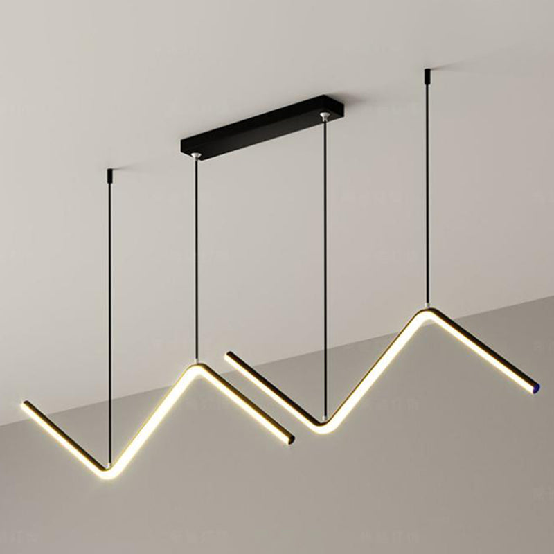Contemporary Island Light Linear Metal 2 Light Island Lights en negro