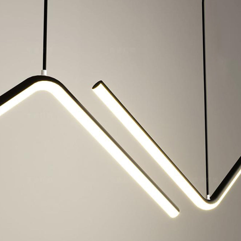 Contemporary Island Light Linear Metal 2 Light Island Lights en negro
