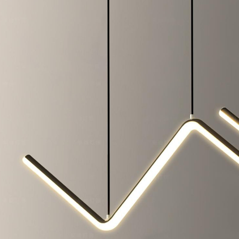 Contemporary Island Light Linear Metal 2 Light Island Lights en negro