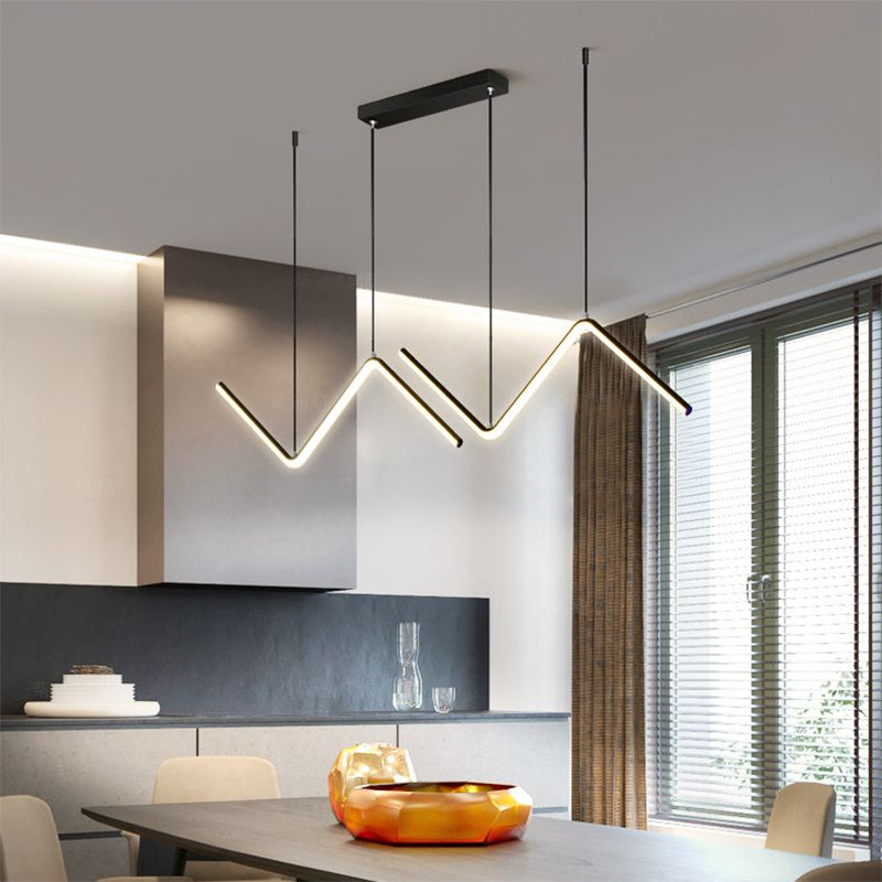 Contemporary Island Light Linear Metal 2 Light Island Lights en negro