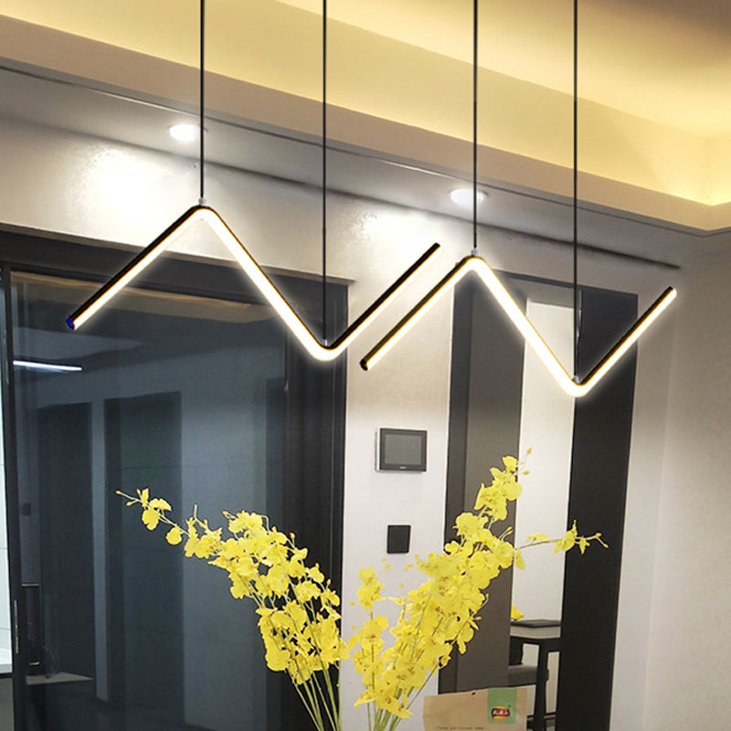 Contemporary Island Light Linear Metal 2 Light Island Lights en negro