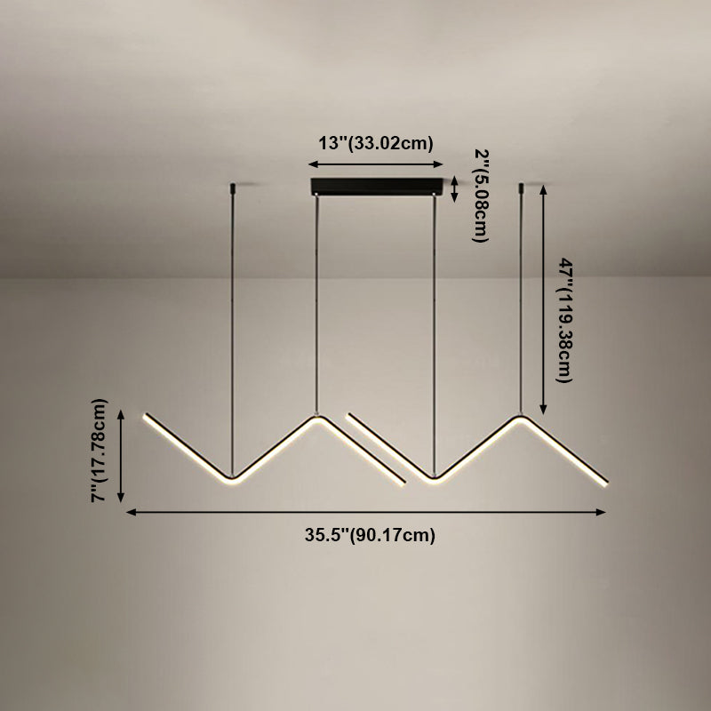 Contemporary Island Light Linear Metal 2 Light Island Lights en negro