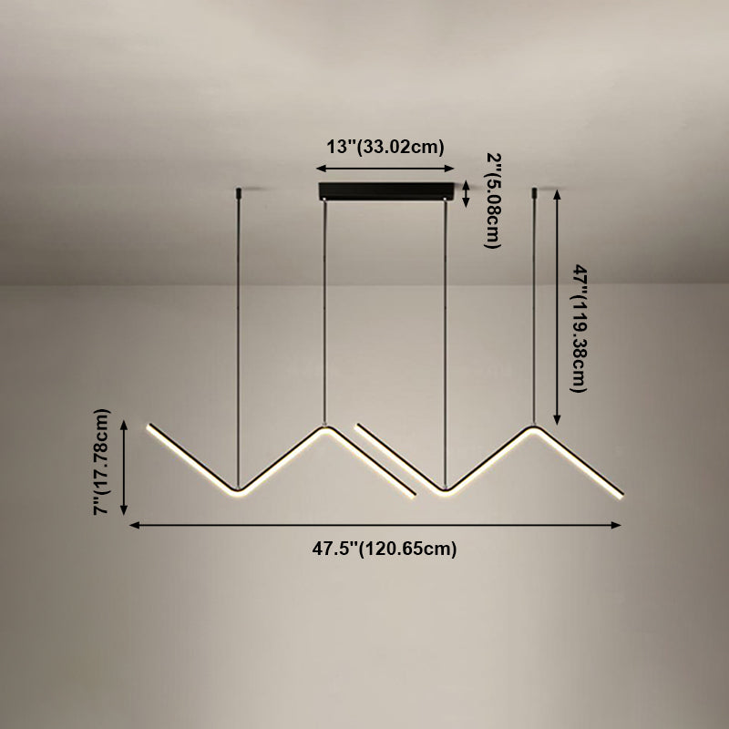 Contemporary Island Light Linear Metal 2 Light Island Lights en negro