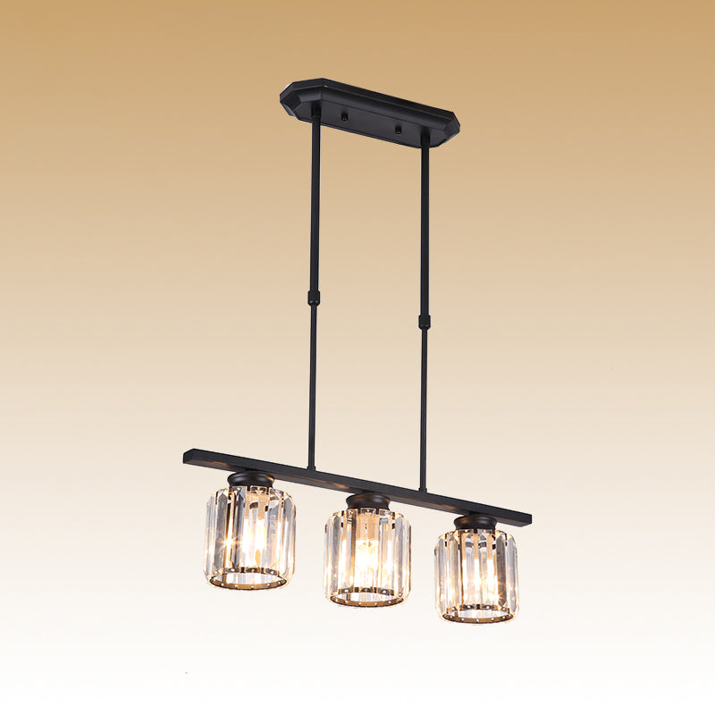 Contemporary Island Light Cylinder Crystal Island Pendant Lights for Kitchen