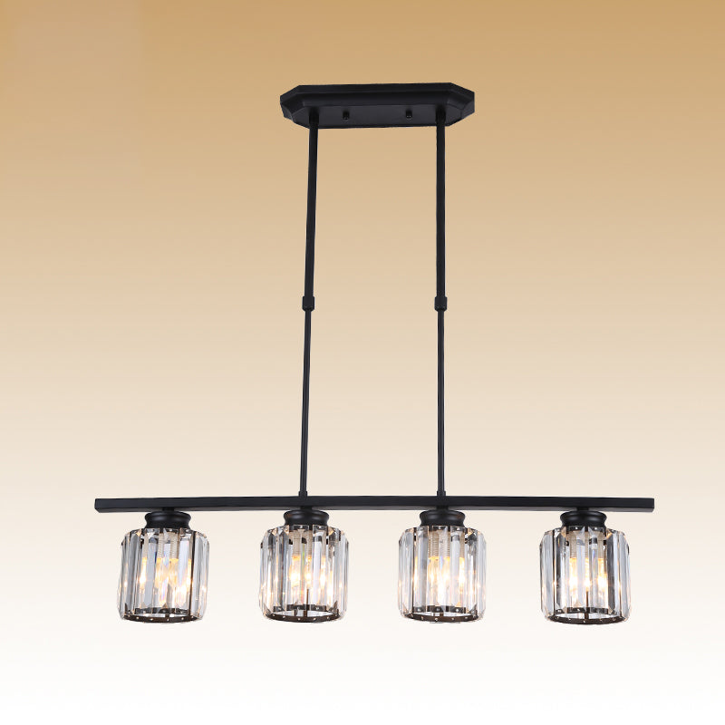Contemporary Island Light Cylinder Crystal Island Pendant Lights for Kitchen