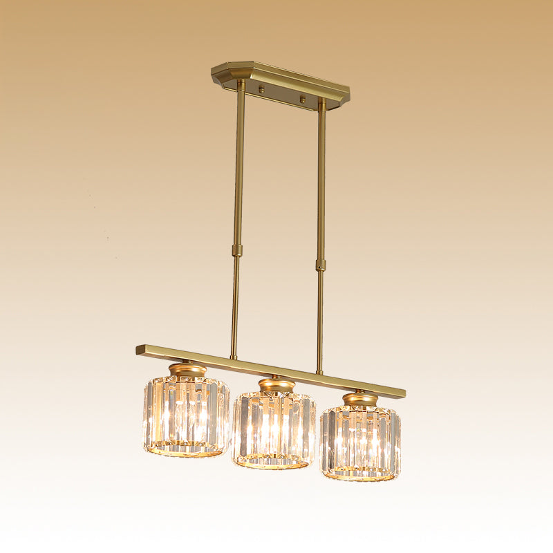 Contemporary Island Light Cylinder Crystal Island Pendant Lights for Kitchen