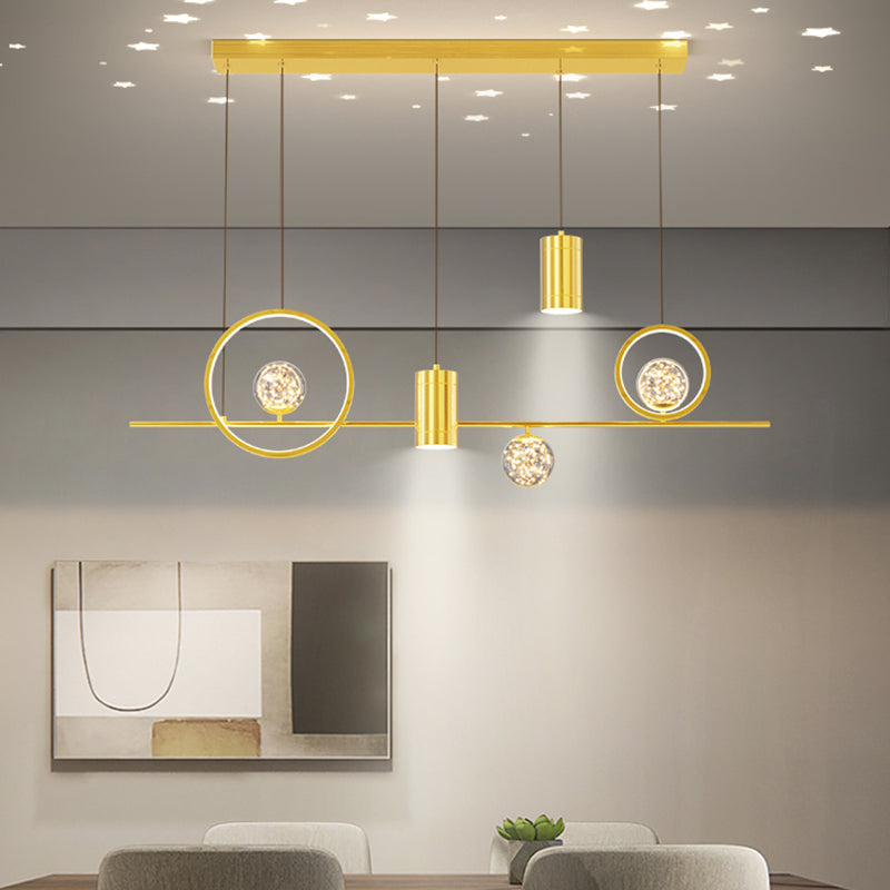 Zeitgenössisches Insel Licht Geometrisches Metall 7-Licht-Insel Deckenleuchte