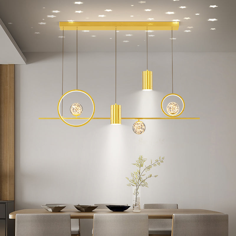 Zeitgenössisches Insel Licht Geometrisches Metall 7-Licht-Insel Deckenleuchte