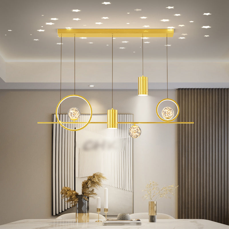 Zeitgenössisches Insel Licht Geometrisches Metall 7-Licht-Insel Deckenleuchte