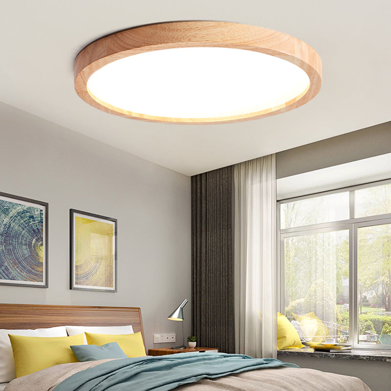 Plafonnier LED de forme ronde, montage encastré en bois de Style Simple et moderne pour le salon