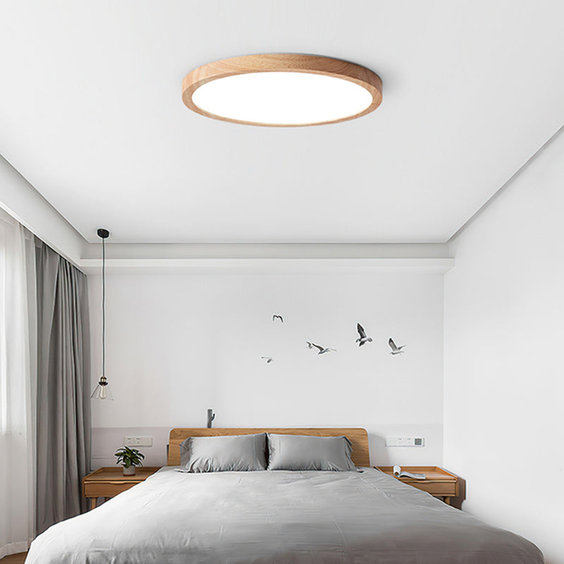 Plafonnier LED de forme ronde, montage encastré en bois de Style Simple et moderne pour le salon