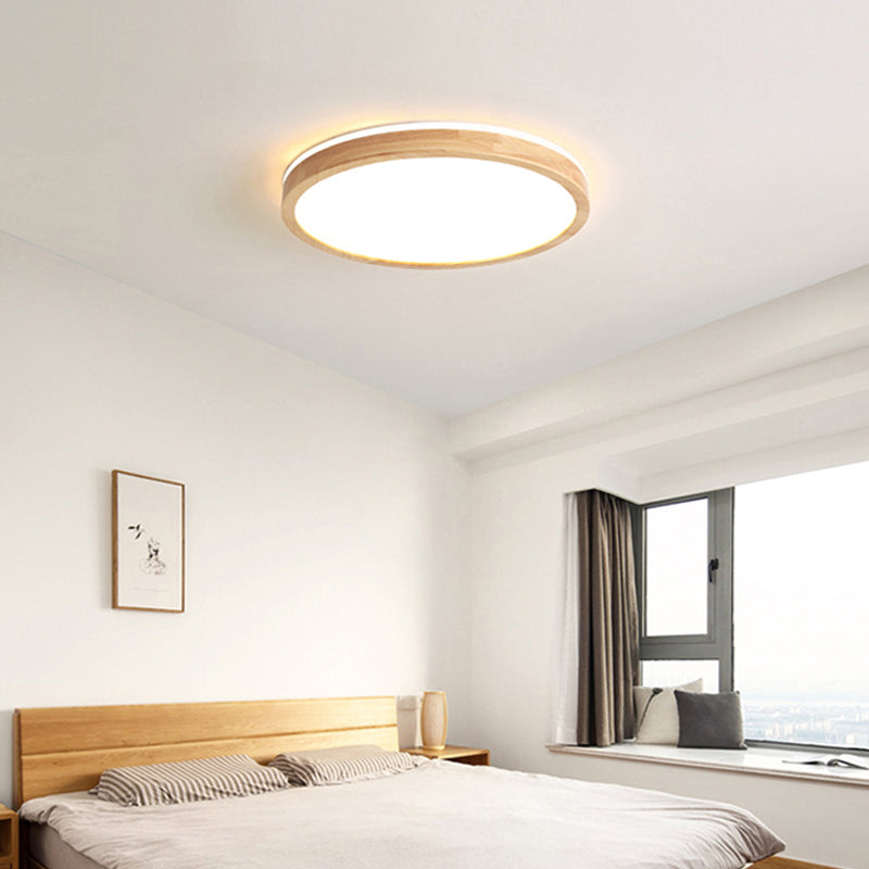 Plafonnier LED de forme ronde, montage encastré en bois de Style Simple et moderne pour le salon
