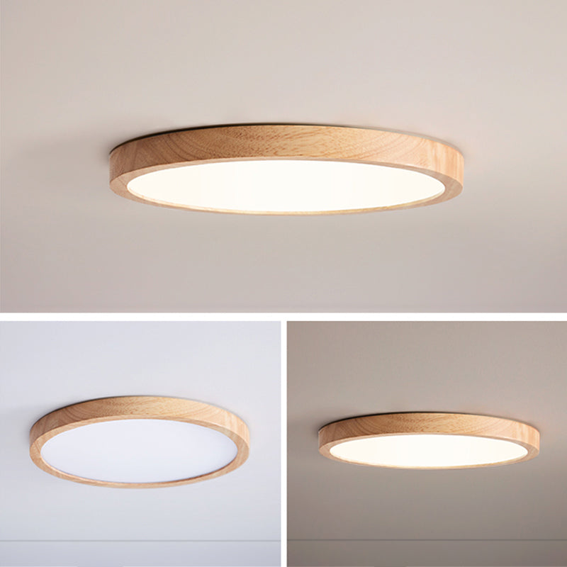 Plafonnier LED de forme ronde, montage encastré en bois de Style Simple et moderne pour le salon