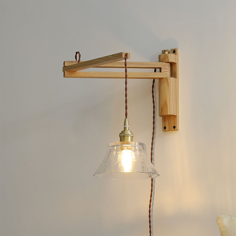 Moderner Stil ausgestatteter Wandmontaglampe Holz 1 Leichte Wandbeleuchtung für Schlafzimmer Wohnzimmer