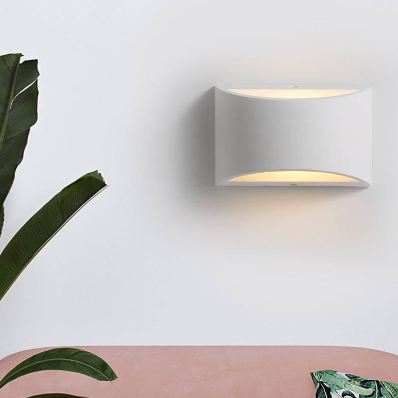 Halbzylinderform Wandbeleuchtung moderner Stil 2 Lichter Metallwand in Weiß montiert