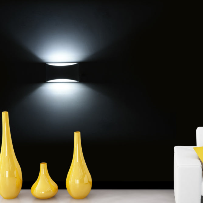 Halbzylinderform Wandbeleuchtung moderner Stil 2 Lichter Metallwand in Weiß montiert