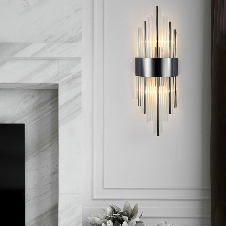 Kristallzylindrische Wandleuchte moderne Stil 2 Leuchten Wandmontierte Lampen