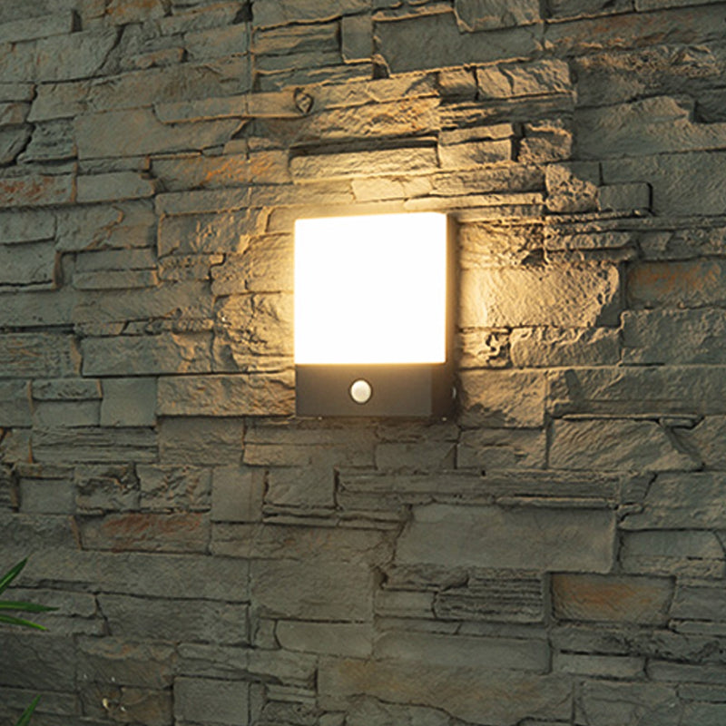 Quadratische Schatten Metallwandbeleuchtung moderner Stil 1 Licht Wand Licht Leuchte in Schwarz