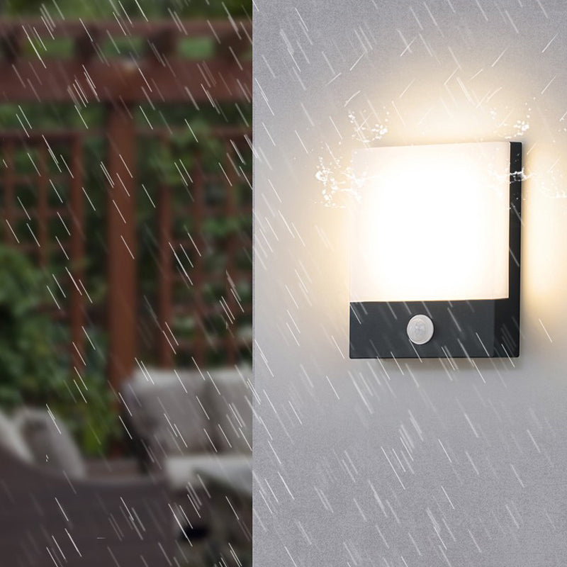 Quadratische Schatten Metallwandbeleuchtung moderner Stil 1 Licht Wand Licht Leuchte in Schwarz