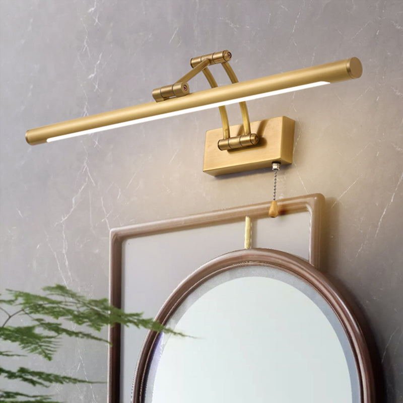 Modern Style Linear Shade Wall Sconce Metal 1-Light Mirror Wall Mounted Lighting