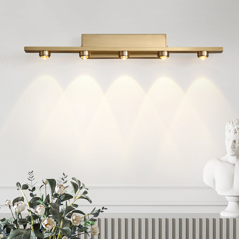 Modern Style Linear Shade Wall Sconce Metal Multi Lights Wall Mounted Lighting in Brass