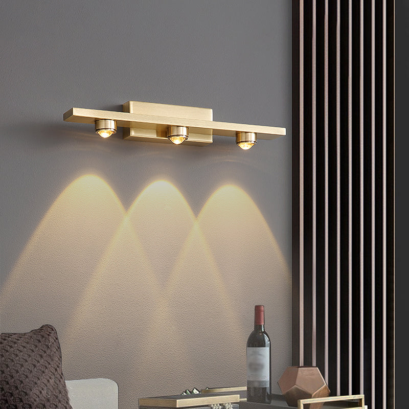 Modern Style Linear Shade Wall Sconce Metal Multi Lights Wall Mounted Lighting in Brass