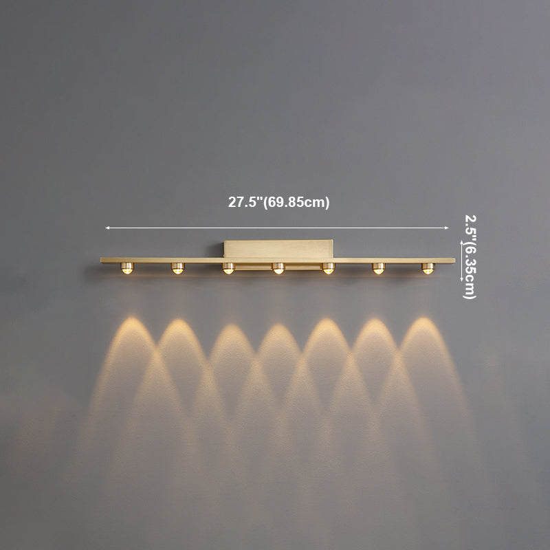 Modern Style Linear Shade Wall Sconce Metal Multi Lights Wall Mounted Lighting in Brass