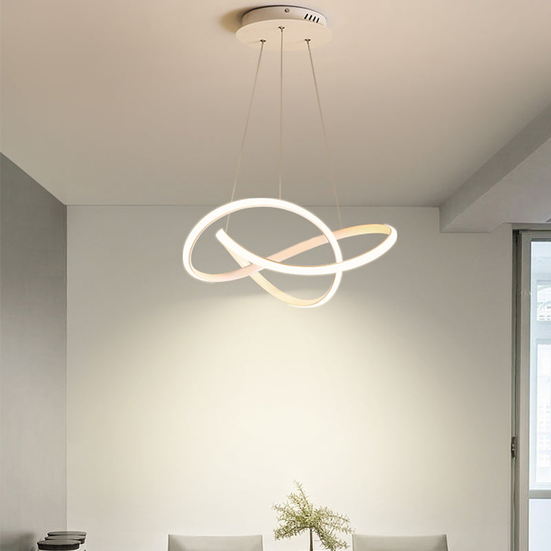 Lacquered Iron LED Pendant Light in Modern Luxury Style Acrylic Linear Chandelier for Dining Room