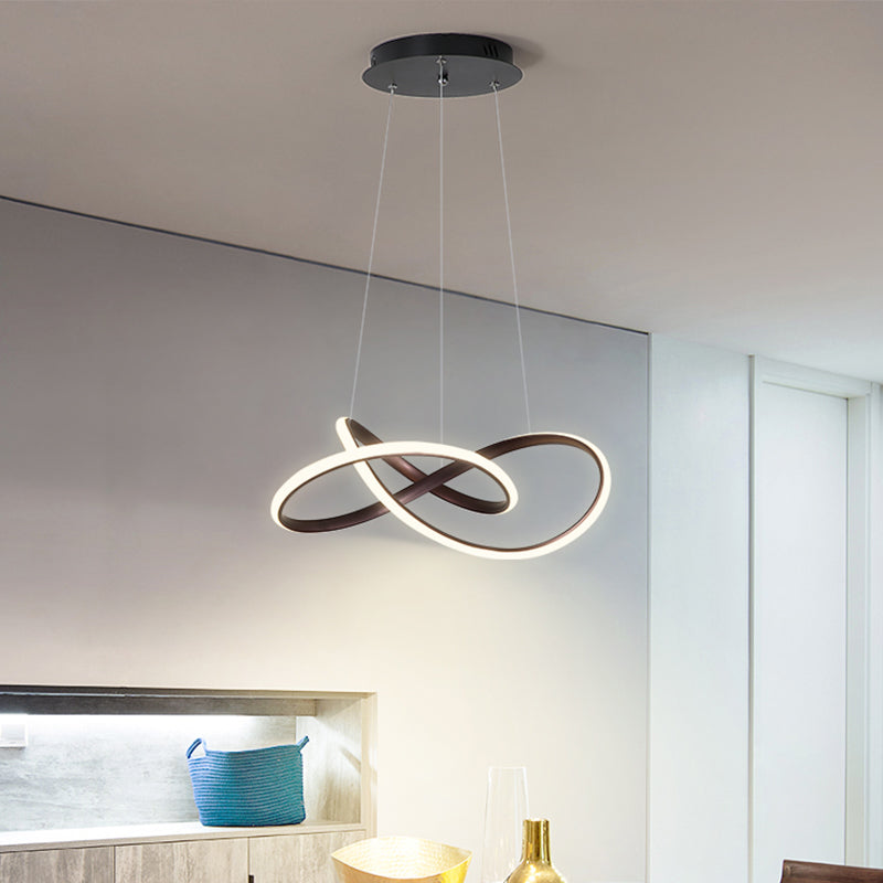 Lacquered Iron LED Pendant Light in Modern Luxury Style Acrylic Linear Chandelier for Dining Room