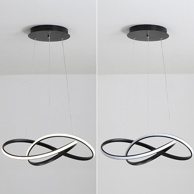 Lacquered Iron LED Pendant Light in Modern Luxury Style Acrylic Linear Chandelier for Dining Room