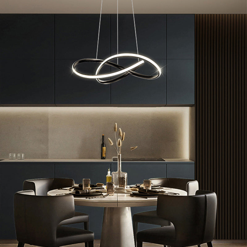Lacquered Iron LED Pendant Light in Modern Luxury Style Acrylic Linear Chandelier for Dining Room