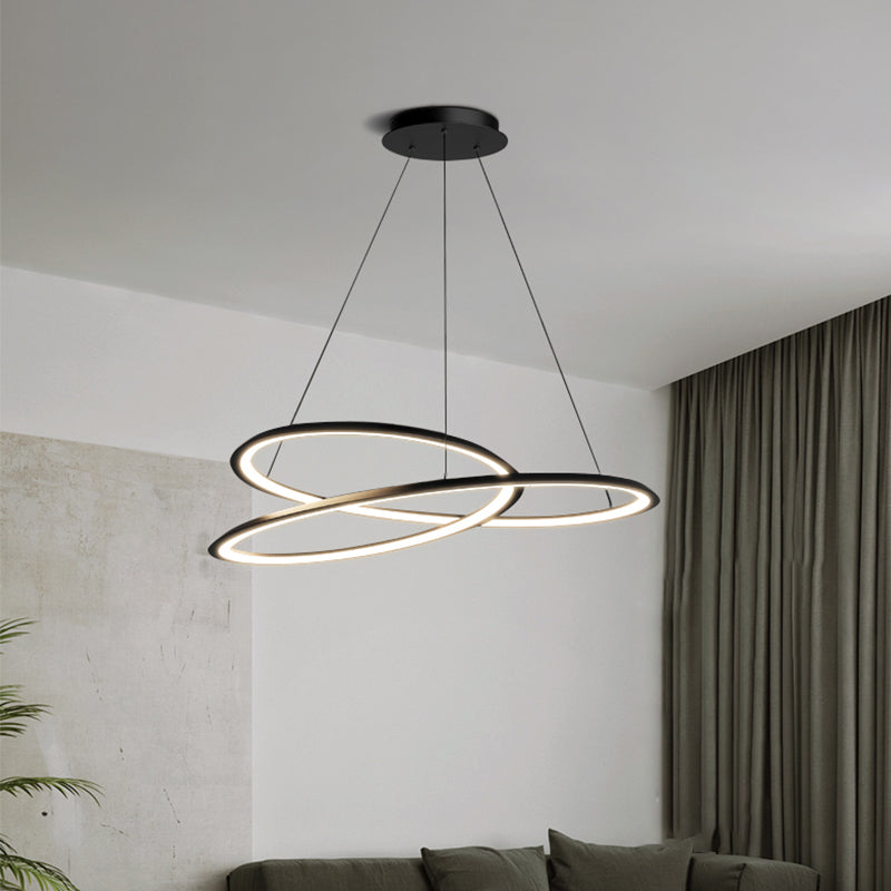 Modern Simplicity LED Chandelier Wrought Iron Linear Pendant Light with Acrylic Shade